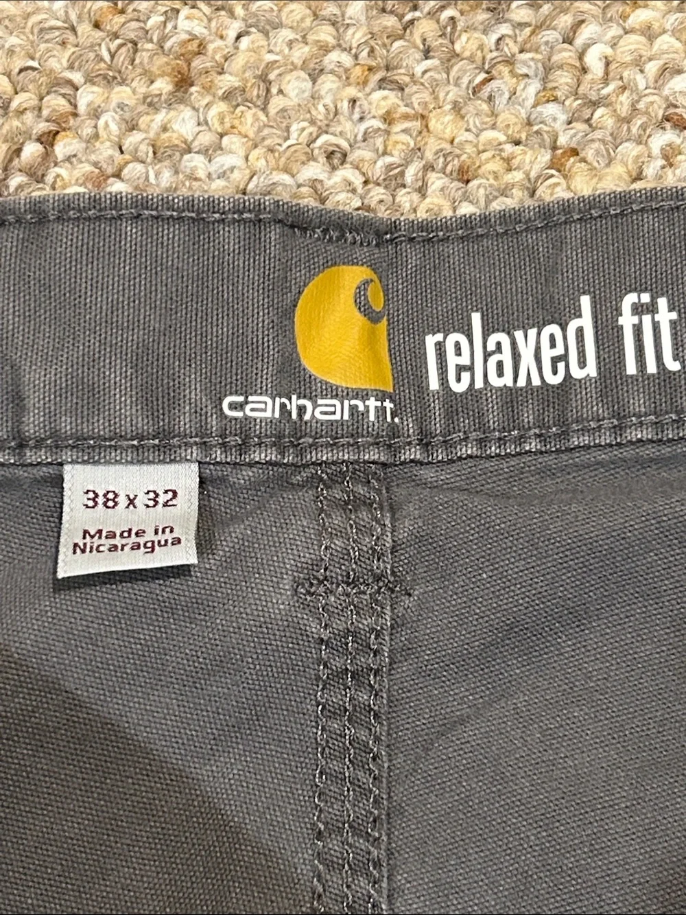 Carhartt Men’s Gray Relaxed Fit Work Pants 38x32